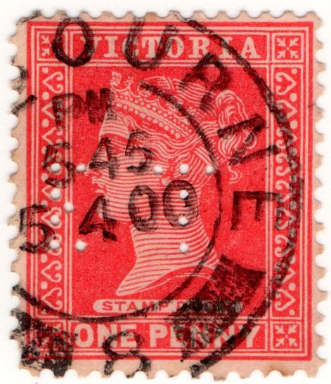 (I.B) Australia - Victoria Revenue : Stamp Duty 1d (Eliza Tinsley perfin)