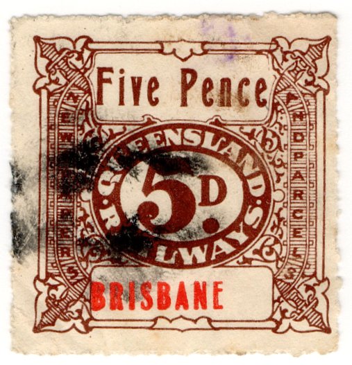 (I.B) Australia - Queensland Railways : Parcel 5d (Brisbane) inv watermark
