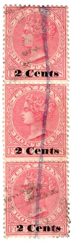 (I.B) Ceylon Postal : 2c Overprint (type 32)