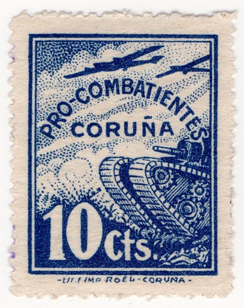 (I.B) Spain Cinderella : Civil War Charity Stamp 10c (Coruna)