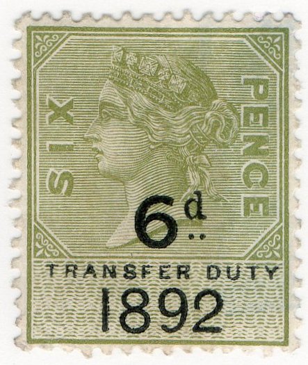 (I.B) QV Revenue : Transfer Duty 6d (1892)