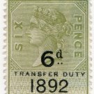 (I.B) QV Revenue : Transfer Duty 6d (1892)