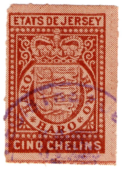 (I.B) Jersey Revenue : Duty Stamp 5/- (German Occupation 1942)