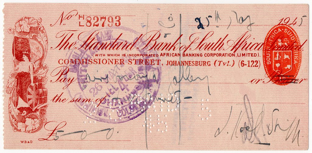 (I.B) South Africa Revenue : Impressed Cheque Duty 1d