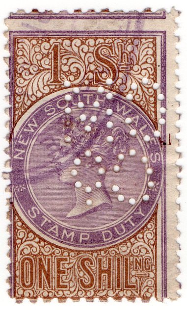 (I.B) Australia - NSW Revenue : Stamp Duty 1/- (City Mutual Fire perfin)
