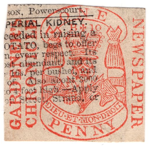 (I.B) George IV Revenue : Newspaper Duty 1d (Gardeners Chronicle)