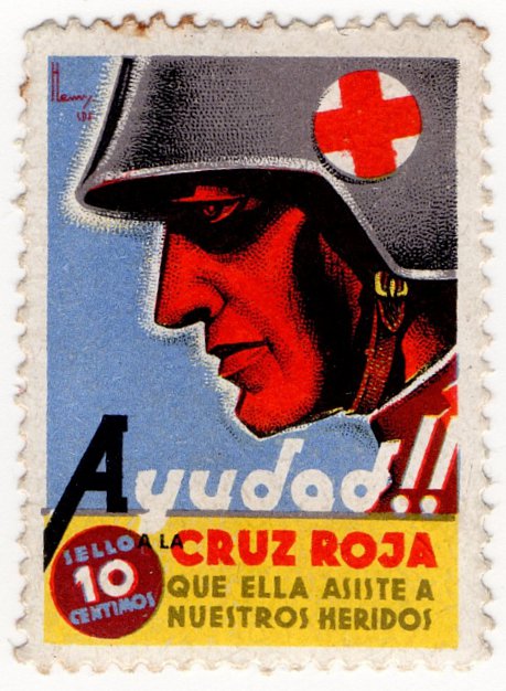 (I.B) Spain Cinderella : Civil War Charity Stamp 10c (Red Cross)