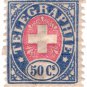 (I.B) Switzerland Telegraphs : 50c Blue & Pink (1881)