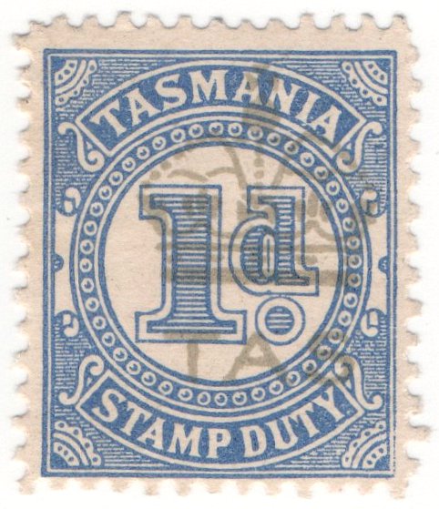 (I.B) Australia - Tasmania Revenue : Stamp Duty 1d (underprint)