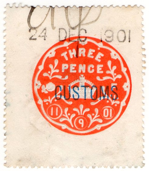 (I.B) Edward VII Revenue : Customs Duty 3d (1901)