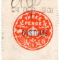 (I.B) Edward VII Revenue : Customs Duty 3d (1901)