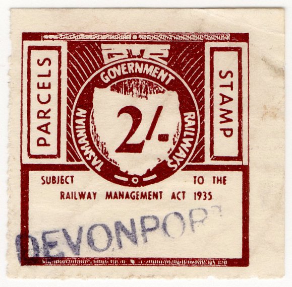 (I.B) Australia - Tasmania Railways : Parcel 2/- (Devonport)