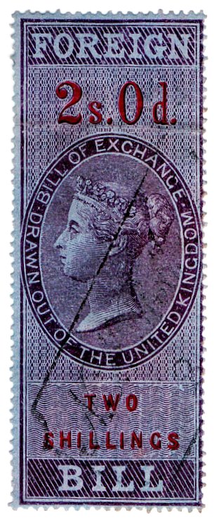 (I.B) QV Revenue : Foreign Bill 2/- (1855)