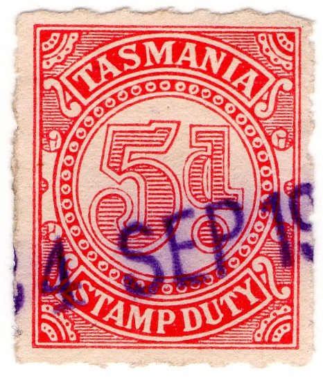 (I.B) Australia - Tasmania Revenue : Stamp Duty 5d (1931)
