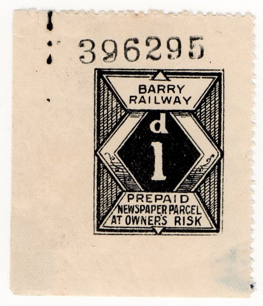 (I.B) Barry Railway : Newspaper Parcel 1d