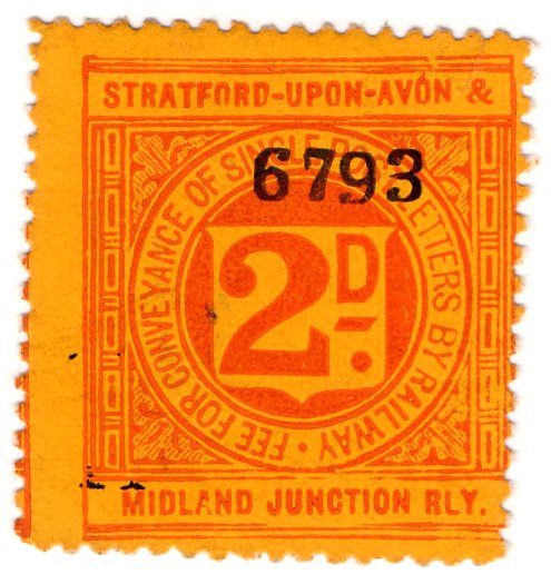 (I.B) Stratford-upon-Avon & Midland Junction Railway : Letter Stamp 2d