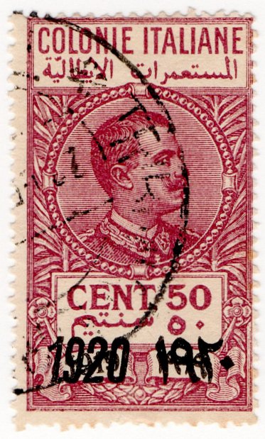 (I.B) Italy (Libya) Revenue : Duty Stamp 50c (1920 on 1919)