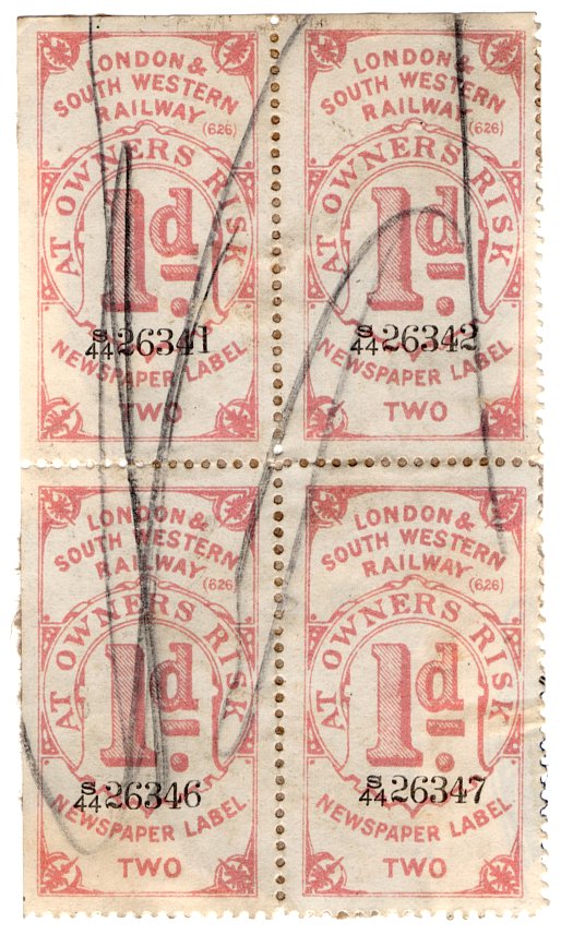 (I.B) London & South Western Railway : Newspaper Label 4d