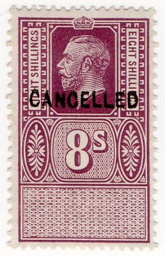 (I.B) George V Revenue : Unappropriated Die Proof 8/-