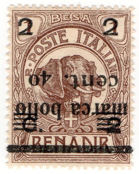 (I.B) Italy (Somalia) Revenue : Marca Bollo 40c on 2c on 2b on 1b OP (inverted)