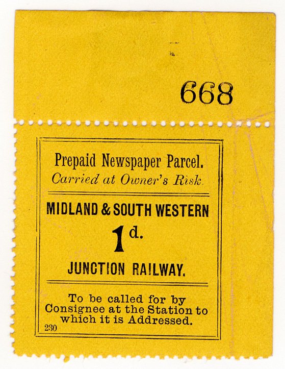 (I.B) Midland & South Western Junction Railway : Newspaper Parcel 1d