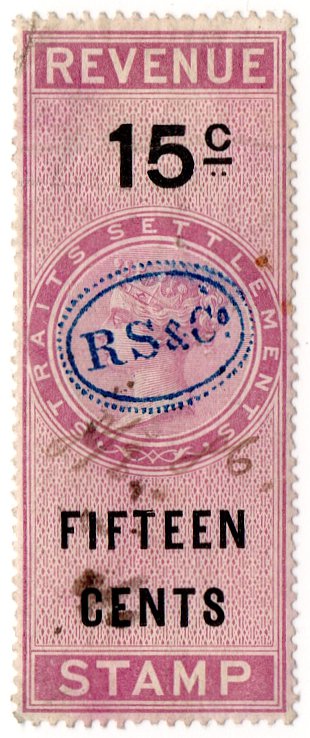 (I.B) Straits Settlements Revenue : Duty Stamp 15c