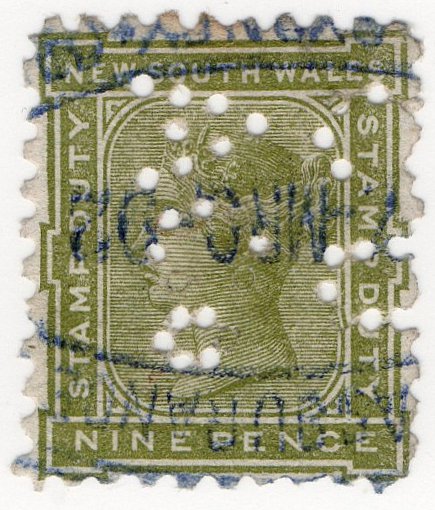 (I.B) Australia - NSW Revenue : Stamp Duty 9d (Commercial Union perfin)