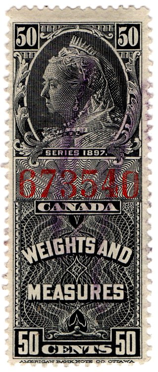 (I.B) Canada Revenue : Weights & Measures 50c
