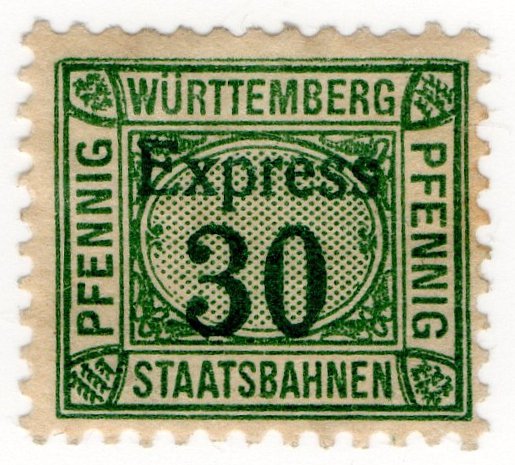 (I.B) Germany Railway : W&Atilde;&frac14;rttemburg Parcels 30pf (Express)