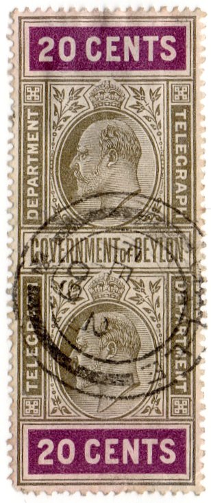 (I.B) Ceylon Telegraphs : 20c (Not Colombo)