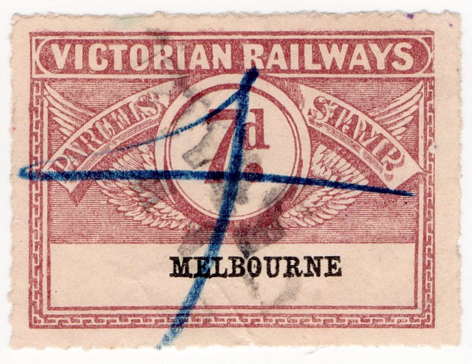 (I.B) Australia - Victoria Railways : Parcels 7d (Melbourne) sdwys watermark