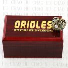 TEAM LOGO WOODEN CASE 1970 BALTIMORE ORIOLES World Series CHAMPIONSHIP RING 10-13S