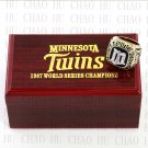 TEAM LOGO WOODEN CASE 1987 MINNESOTA TWINS World Series CHAMPIONSHIP RING 10-13S