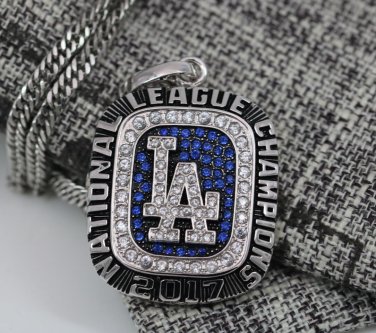 OFFICAL ONE NL National League 2017 Los Angeles Dodgers world series championship necklace+chain