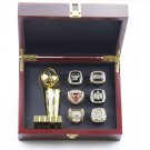Set 6 PCS Chicago Bulls NBA world championship rings and Throphy with case（743）