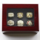 6PCS ONE Set Los Angeles Lakers NBA Basketball championship ring Kobe ring 11S with case（744）