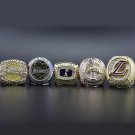 5PCS Set Los Angeles Lakers NBA Basketball championship rings KOBE JAMES without case（760）