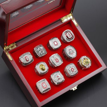 Set 11 PCS New Ohio State Buckeyes NCAA championship rings 11 size with case&iuml;&frac14;�1070&iuml;&frac14;�