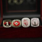 4PCS Oklahoma Sooners OU NCAA Championship rings 11 size with case（1080）