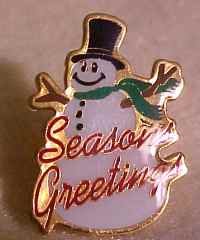 Season's Greetings Snowman Walmart Lapel Pin