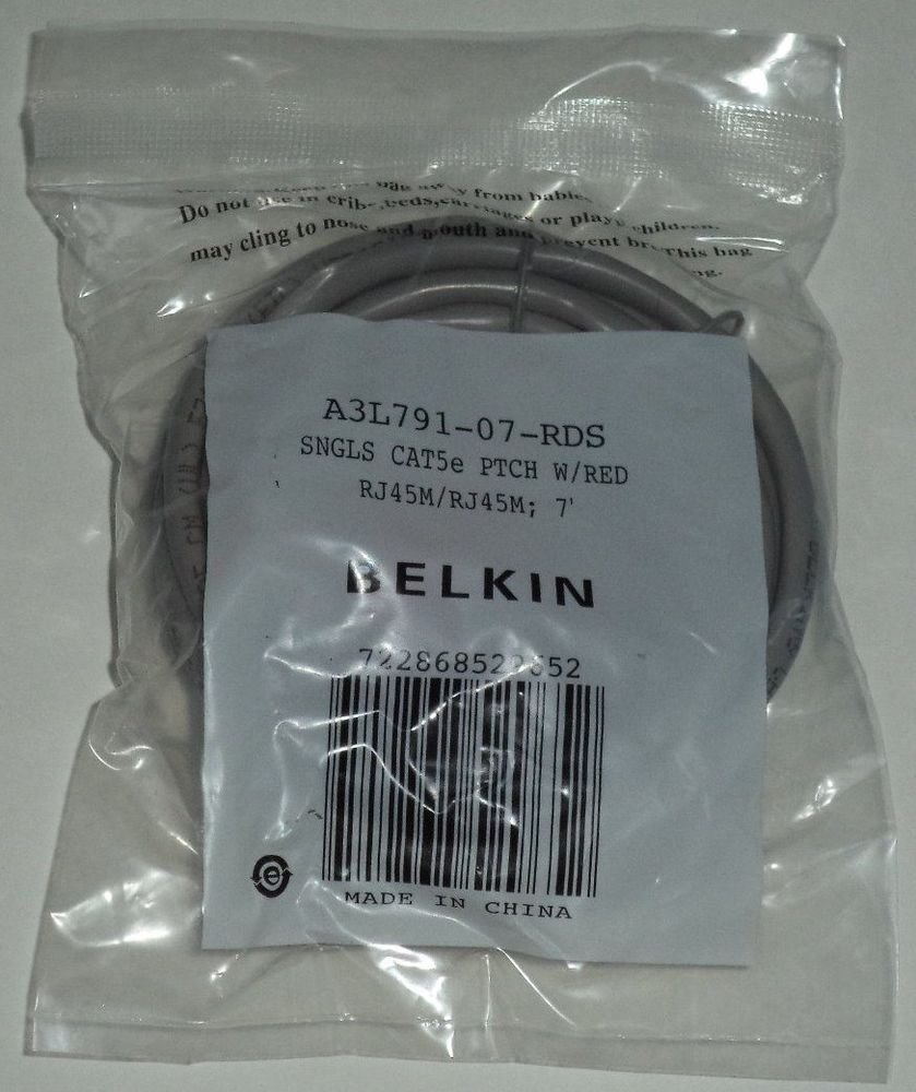 100 x Belkin A3L791-07-RDS Patch Cable Cat5e RJ45M 7' FT