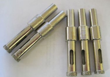 10mm (0.4") Diamond Coated Core Bits for Glass - 5pcs