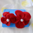 flower with pearl bobby pins-felt red