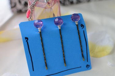 bridal crystal bobby pin-purple