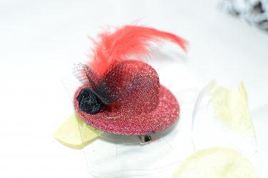 mini size top hat clip-red