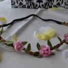 bridal flower headband-pink