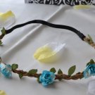 bridal flower headband-blue