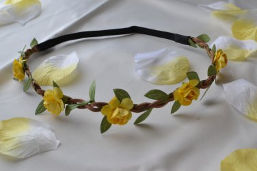 bridal flower headband-yellow
