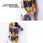 2014 spring new big pop printed long-sleeved chiffon irregular dress