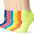 "NEW" Under Armour Womens Neon No Show Socks 6 Pair Medium